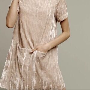 Anthropologie Floreat Crinkle Crushed Velvet Shift Dress